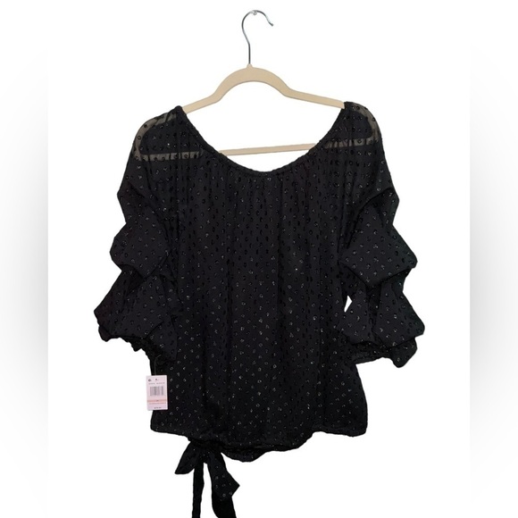 MSK Plus Size Off-The-Shoulder 3/4-
Tiered-Ruffle-Sleeve Top. Black Sz.2X NWT - Picture 7 of 8